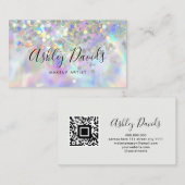 QR Code Holographic Glitzer Makeup Artist Luxury Visitenkarte (Vorne/Hinten)