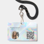 QR Code Holographic Makeup Artist Staff Ausweis (Vorderseite mit Lanyard)