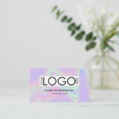 QR Code Holographic Opal Modern Business Logo Visitenkarte (Stehend Vorderseite)