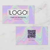 QR Code Holographic Opal Modern Business Logo Visitenkarte (Vorne/Hinten)