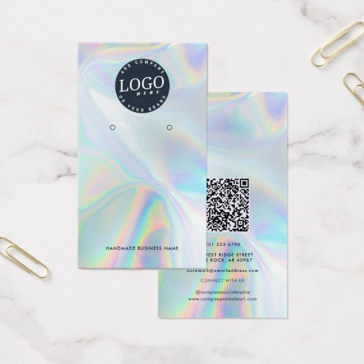 QR Code Holographic Socials Ohrringe Display Card (Büro)