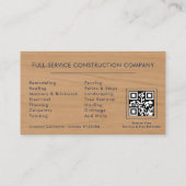 QR-Code Holz Bauwesen Navy Blau Visitenkarte (Rückseite)