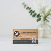 QR-Code Holz Handwerker Werkzeug Logo Visitenkarte (Stehend Vorderseite)