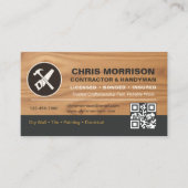 QR-Code Holz Handwerker Werkzeug Logo Visitenkarte (Vorderseite)
