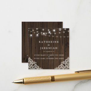 QR Code Holz Lights Lace Wedding Registry Begleitkarte