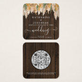 QR Code Holz Pampas Grass Hochzeit Einladung (Vorne & Hinten)