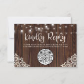 QR Code Holz String Lights Hochzeitung RSVP (Vorderseite)