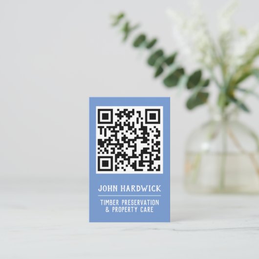 QR-Code Holzpflege und Immobilienbetreuung Visitenkarte (Stehend Vorderseite)