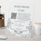QR Code Honeymoon Fund Hochzeitsgeschenk Sockelschild (In Situ)
