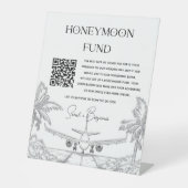 QR Code Honeymoon Fund Hochzeitsgeschenk Sockelschild (Vorderseite)