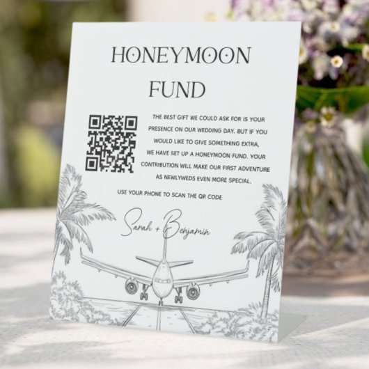 QR Code Honeymoon Fund Hochzeitsgeschenk Sockelschild