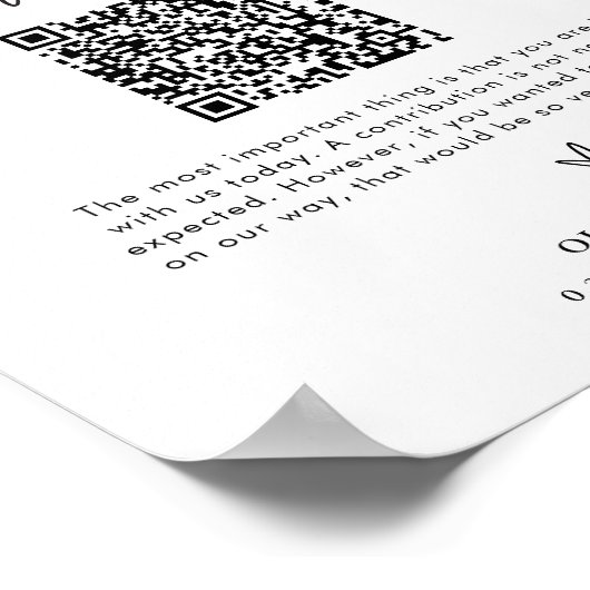 QR Code Honeymoon Fund Sign, Honeymoon Fund Sign Poster (Ecke)