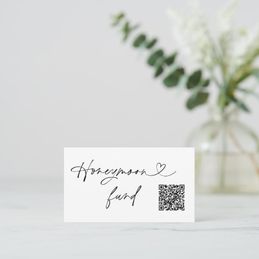 QR Code Honeymoon Request Wedding Enclosure Card Visitenkarte (Stehend Vorderseite)