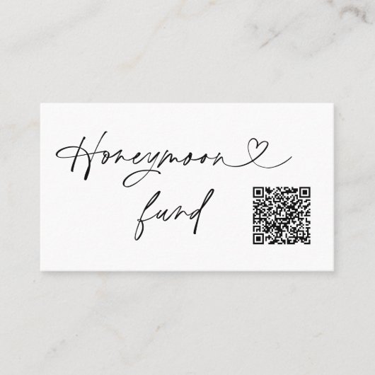 QR Code Honeymoon Request Wedding Enclosure Card Visitenkarte (Vorderseite)