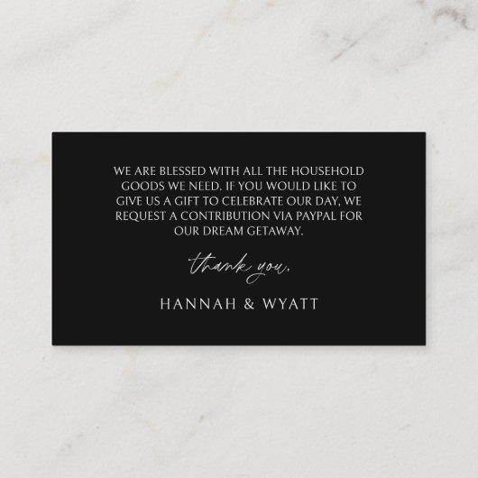 QR Code Honeymoon Request Wedding Enclosure Card Visitenkarte (Rückseite)