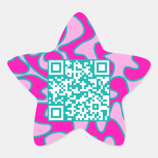 QR-Code Hot Pink Aquamarin Bright Modern Cool Stern-Aufkleber (Vorderseite)