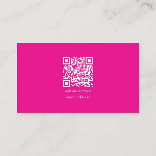 QR-Code Hot Pink Beaty Salon Modernes Business-Log Visitenkarte (Rückseite)