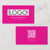 QR-Code Hot Pink Beaty Salon Modernes Business-Log Visitenkarte (Vorne/Hinten)