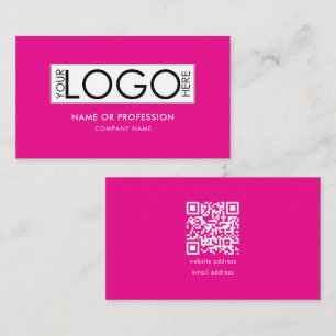 QR-Code Hot Pink Beaty Salon Modernes Business-Log Visitenkarte