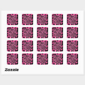 QR Code Hot Pink Black Groovy Squiggles Art Quadratischer Aufkleber (Blatt)