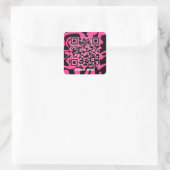 QR Code Hot Pink Black Groovy Squiggles Art Quadratischer Aufkleber (Tasche)