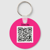QR Code Hot Pink Elegante Business Company Schlüsselanhänger (Vorderseite)