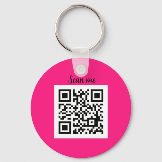 QR Code Hot Pink Elegante Business Company Schlüsselanhänger (Vorderseite)