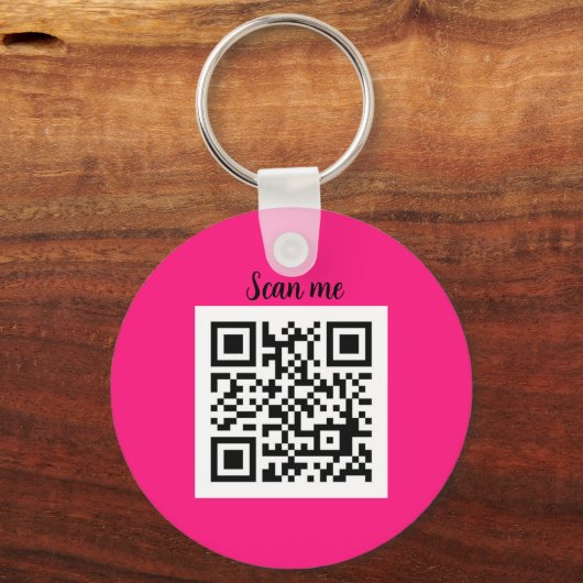 QR Code Hot Pink Elegante Business Company Schlüsselanhänger (Vorderseite)