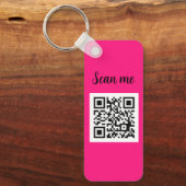 QR Code Hot Pink Elegante Business Company Schlüsselanhänger (Vorderseite)