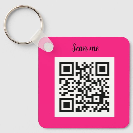 QR Code Hot Pink Elegantes Business Schlüsselanhänger (Vorderseite)