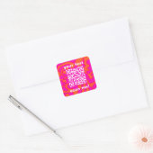 QR Code Hot Pink Orange Bright Modern Quadratischer Aufkleber (Umschlag)