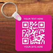 QR-Code (Hot Rosa und Weiß) Schlüsselanhänger (Vorderseite)