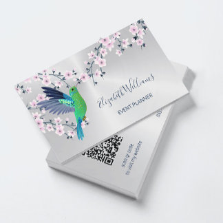 QR-Code | Hummingbird Girly Shiny Visitenkarte