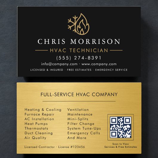 QR Code HVAC Technician Heating and Air Visitenkarte