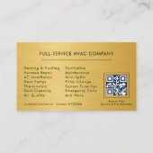 QR-Code HVAC-Techniker Navyblau Gold Visitenkarte (Rückseite)