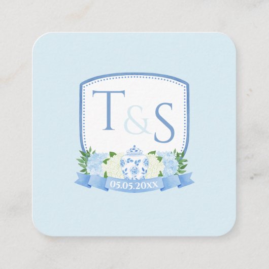 QR Code Hydrangea Ginger Jar Wappen Wedding RSVP Begleitkarte (Rückseite)