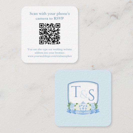 QR Code Hydrangea Ginger Jar Wappen Wedding RSVP Begleitkarte (Vorne/Hinten)