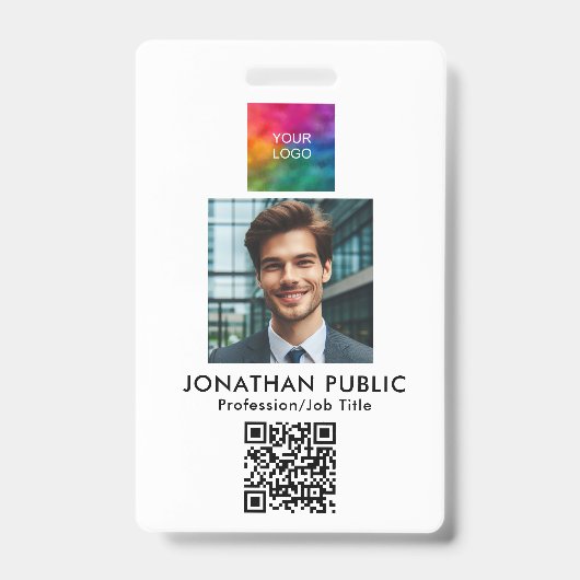 QR-Code-ID-Karte Mitarbeiter-Foto-Firmenlogo Ausweis (Vorderseite)