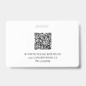 QR-Code-ID Schwarz-weißes Logo-Foto für Mitarbeite Ausweis (Back)