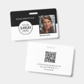 QR-Code-ID Schwarz-weißes Logo-Foto für Mitarbeite Ausweis (Front & Back)