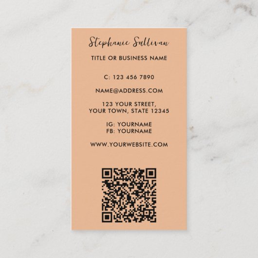 QR Code Ihr Beruf Terracotta Visitenkarte (Rückseite)