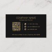 QR-Code Ihr Logo Schwarz Gold Visitenkarte (Rückseite)
