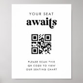 QR Code Ihr Sitzplatz wartet auf Hochzeitsstichtab Poster (Vorne)