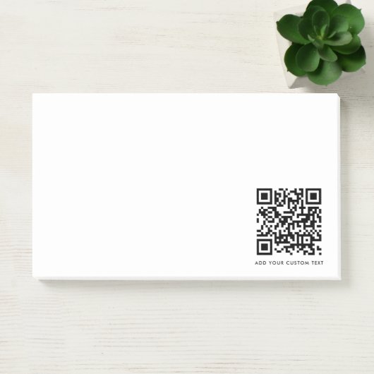 QR-Code | Ihr Text Minimalistisch leicht weiß Post-it Klebezettel (Büro)