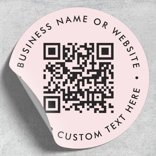 QR-Code | Ihr Text rot Rosa Modernes Minimalistisc Runder Aufkleber