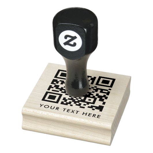 QR Code Ihr Text sauber Einfach Minimalistisch Gummistempel (Stempel)