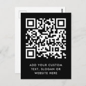 QR-Code | Ihr Text Schwarz Minimalistisch einfach Postkarte (Vorne/Hinten)