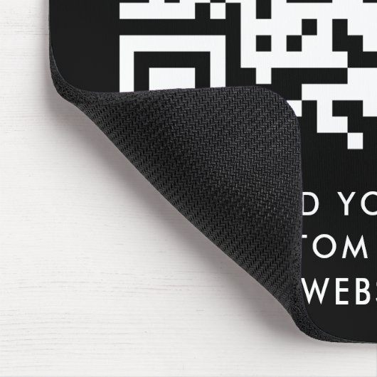 QR-Code | Ihr Text Schwarz Minimalistisch Mousepad (Ecke)