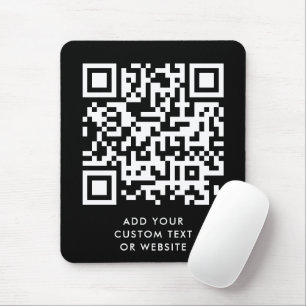 QR-Code Ihr Text Schwarz Minimalistisch Mousepad