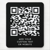 QR-Code | Ihr Text Schwarz Minimalistisch Mousepad (Vorne)
